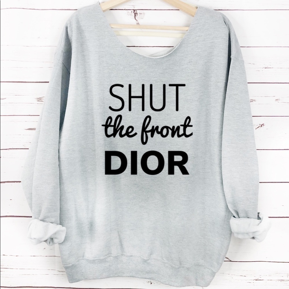 NEW Shut the front Dior Sweater, Slouchy Gray
